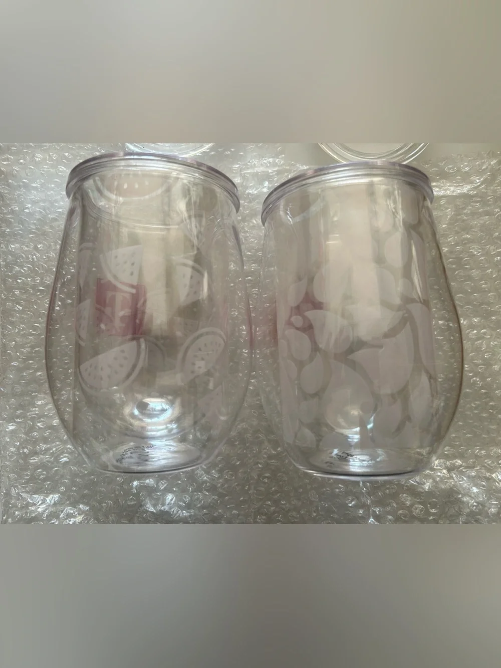 Clear Insulated Tumbler Set with Pink Logo (Set of 2)